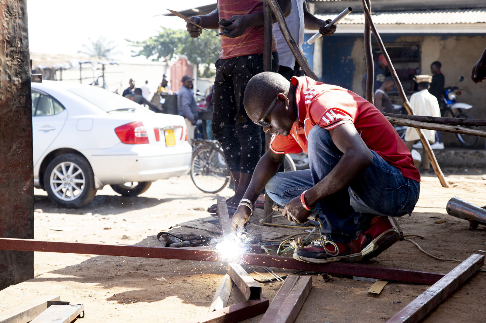 man working on electrical machinery