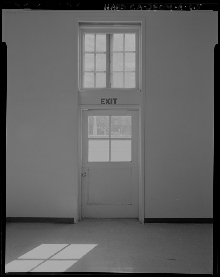 Exit door in San Quentin, photo by Robert A. Hicks for the Historic American Buildings Survey [public domain] via Wikimedia Commons