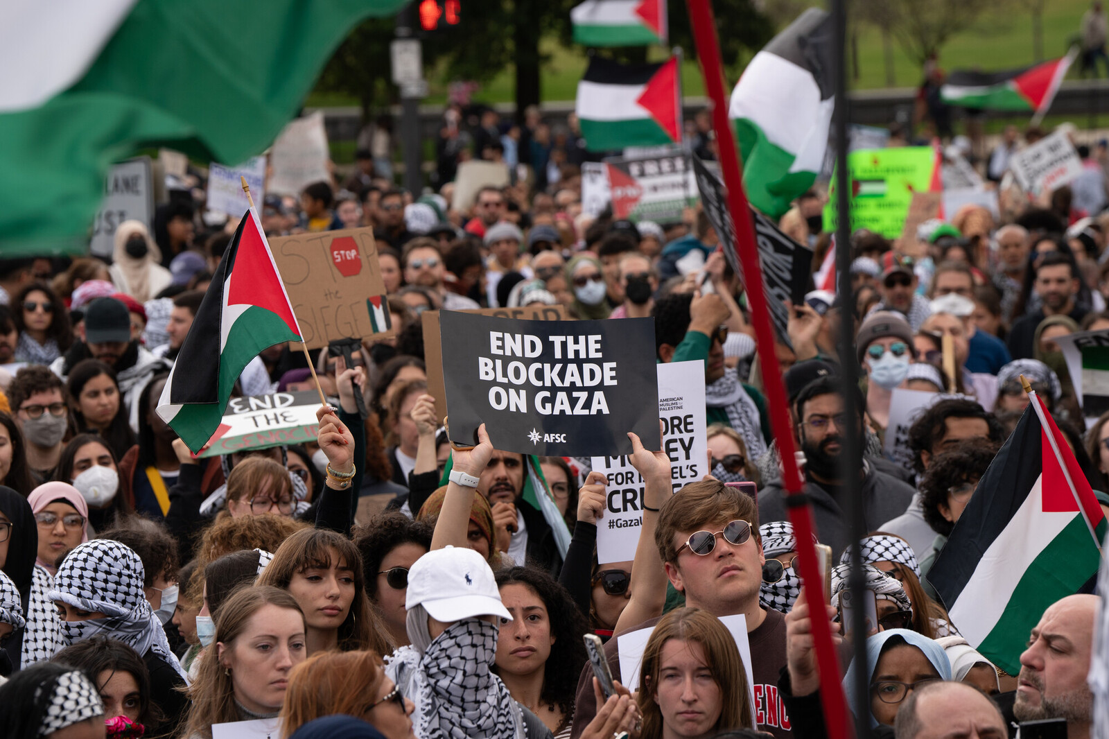 Crowd of protesters supporting Gaza