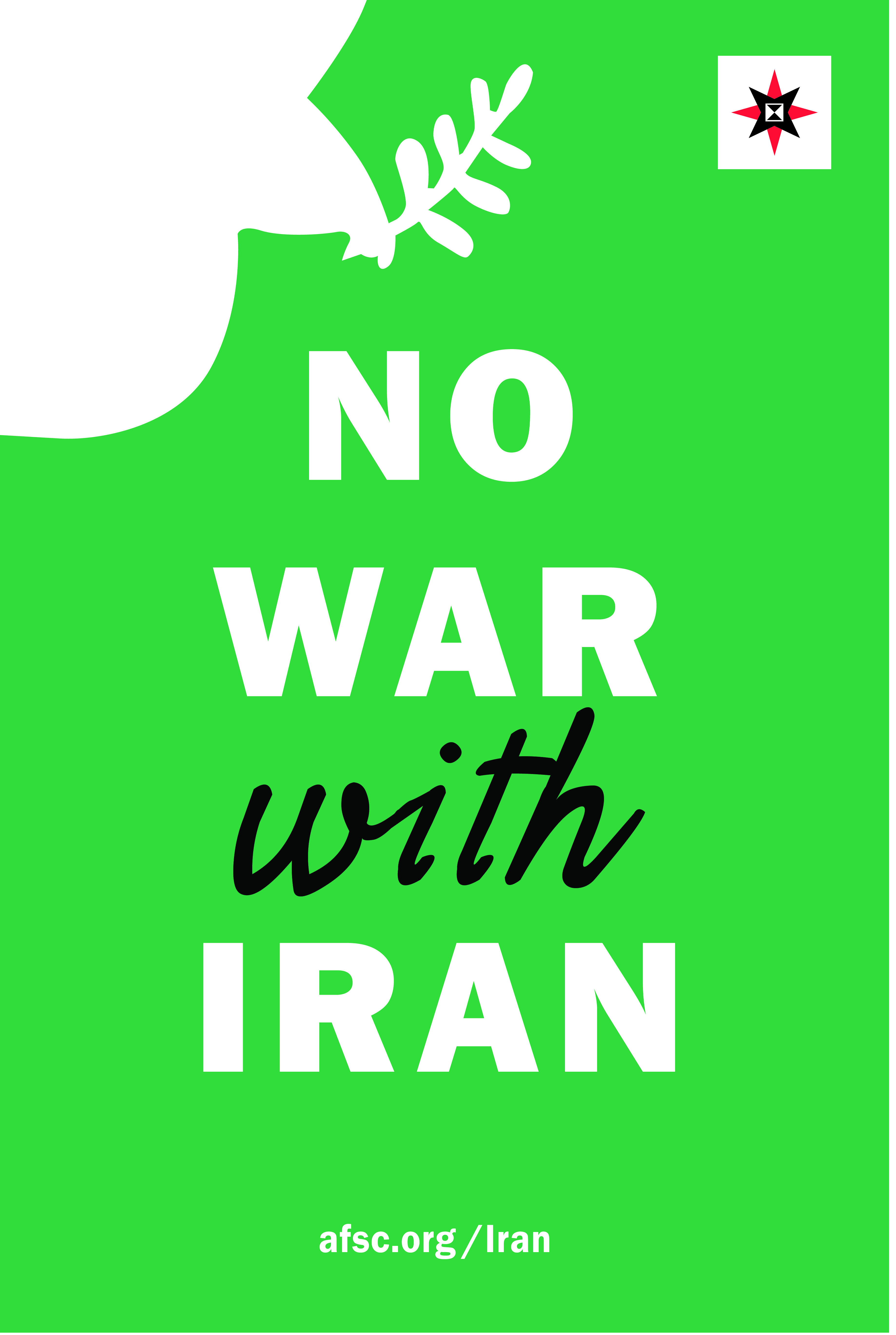 No war with Iran poster (green)
