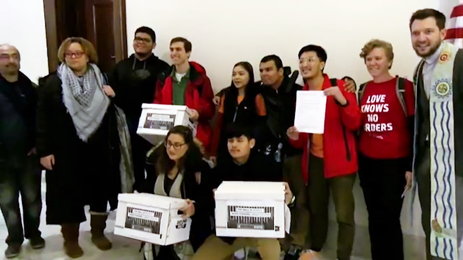 In the face of shutdown, 330K signatures delivered to Senate Leadership demanding no funding for border militarization