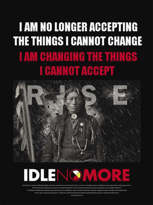 Idle no more poster which can be purchased at http://tinyurl.com/idleposter