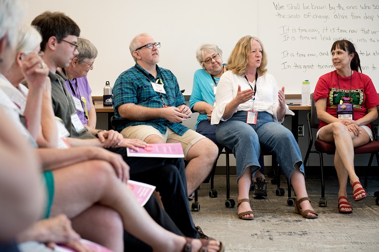 Maggie Fogarty leading a workshop at the FGC Gathering in 2019