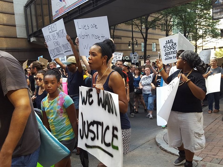 We want justice, protest in Charlotte, photo by Lori Khamala