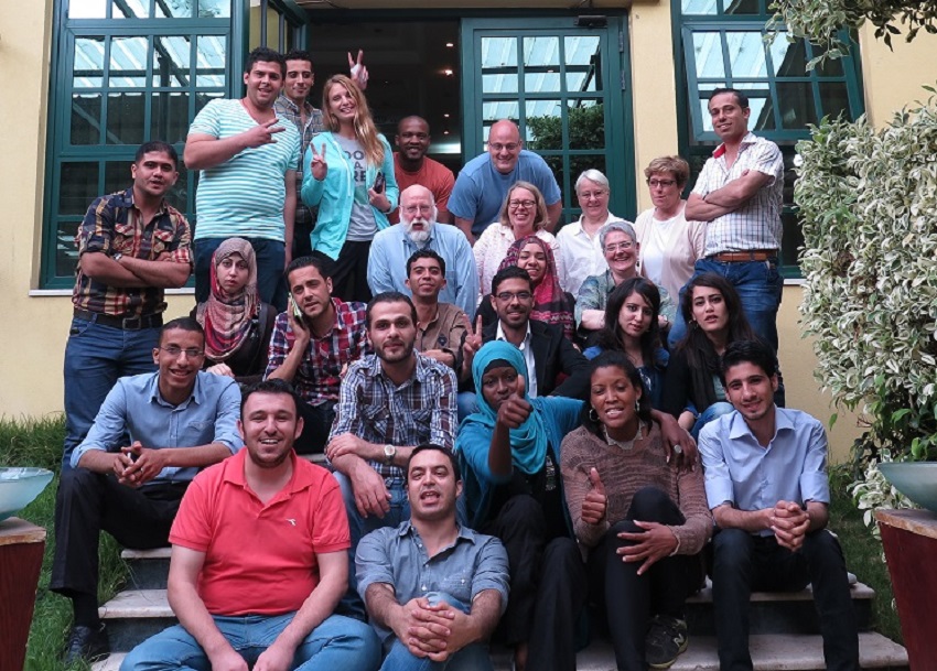 AFSC's Youth Together for Change program participants and staff in Gaza (Photo by Lucy Duncan; AFSC).
