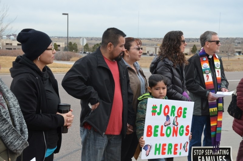 Congregants and community member provide accompaniment at an ICE check-in. Photo: AFSC/Colorado
