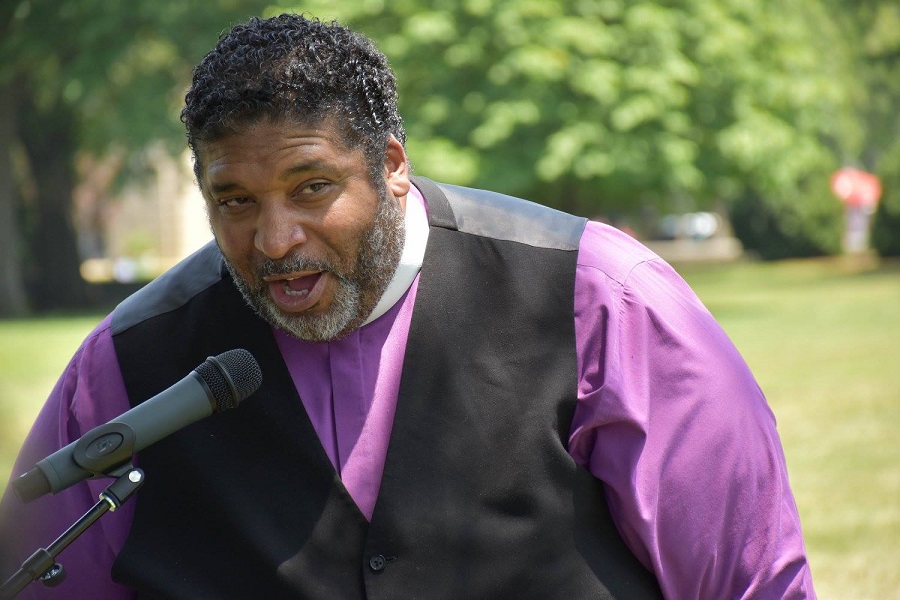 Rev. William Barber speaking at the healthcare rally, July 2017. Photo courtesy of Steve Chase. 