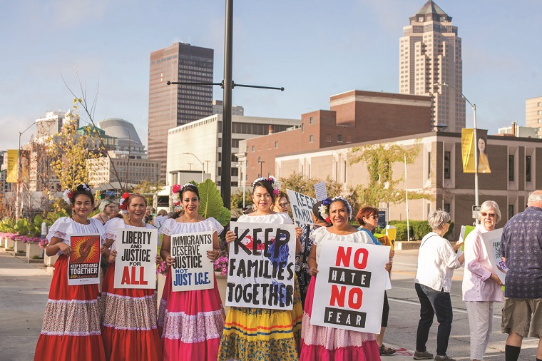 Rally calling for immigrant rights in Des Moines, Iowa. Photo: Iowa Citizens for Community Improvement