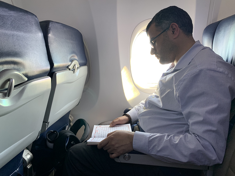 Ahmed's visit to the U.S. marked his first time on an airplane, which he had only viewed as instruments of death and destruction -- not as a vehicle for carrying civilians eager to explore the world. Photo: Jennifer Bing/AFSC