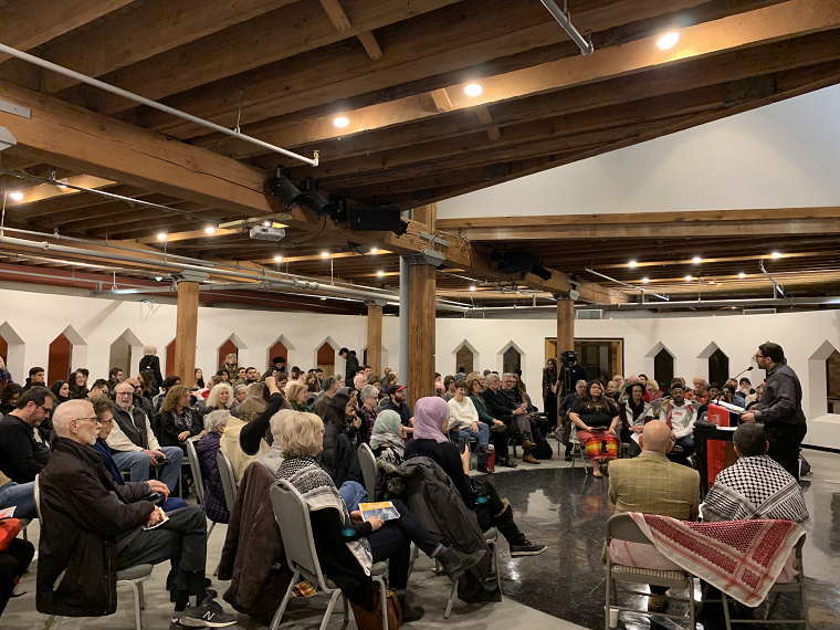 Ahmed received warm welcomes -- and full or nearly full houses -- wherever we toured. Photo: Jennifer Bing/AFSC