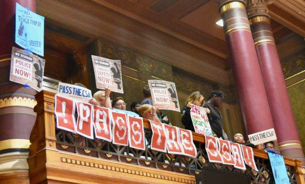 Supporters at the long-awaited final passage of the ordinance. Photo: Community Safety Act Facebook page