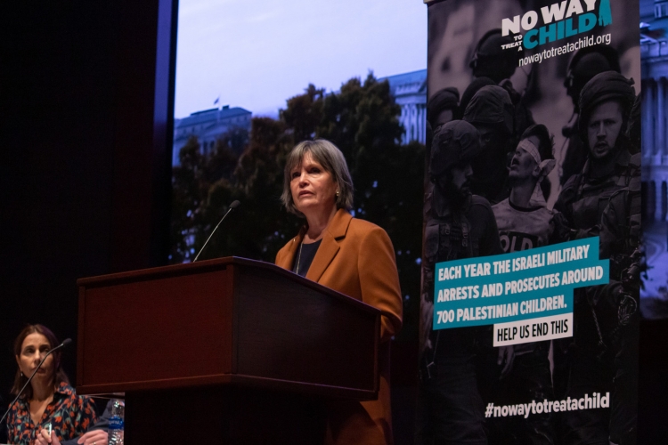 One of the targeted organizations, DCI-Palestine, is AFSC's partner in the No Way to Treat a Child campaign. The organization helped spur the introduction of the first-ever bill in Congress to protect Palestinian rights (introduced by Rep. Betty McCollum, pictured at a briefing in Washington, D.C.). Photo: Carl Roose / AFSC