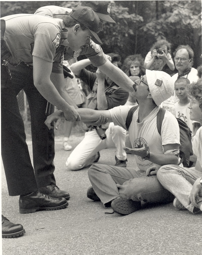 Arnie getting arrested at Seabrook, New Hampshire. Photo: Courtesy Arnie Alpert/AFSC